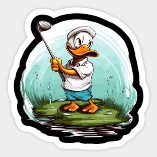 Duck playing golf Sticker